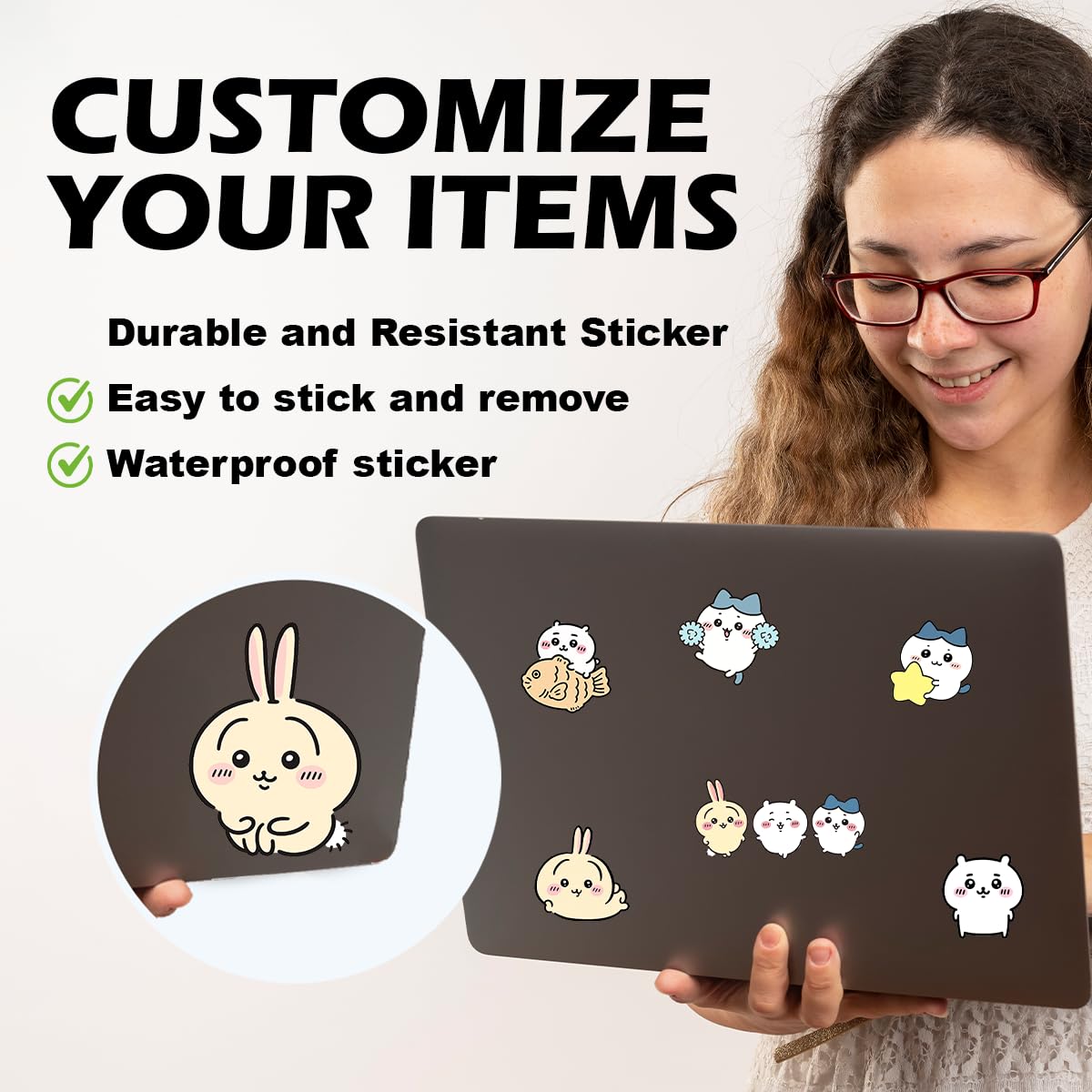 Cute Chika Stickers for Cars Laptop Skateboard Wall Decor UV Resistant (9 Mini Stickers)