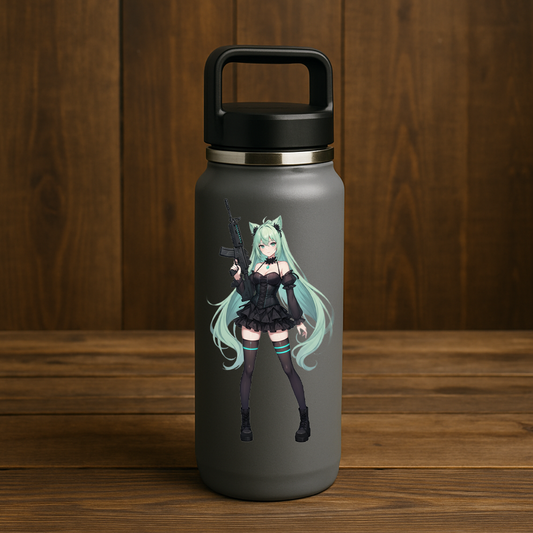ANIME GIRL WHIT GUN STICKER