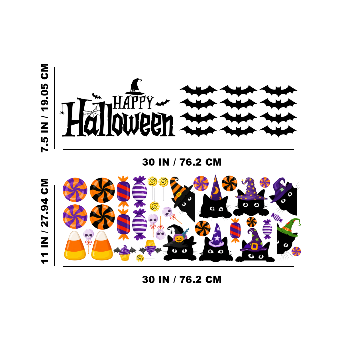 Halloween Window Clings Pumpkin Ghost Bat Wall Decals for Bedroom Classroom Party Decor