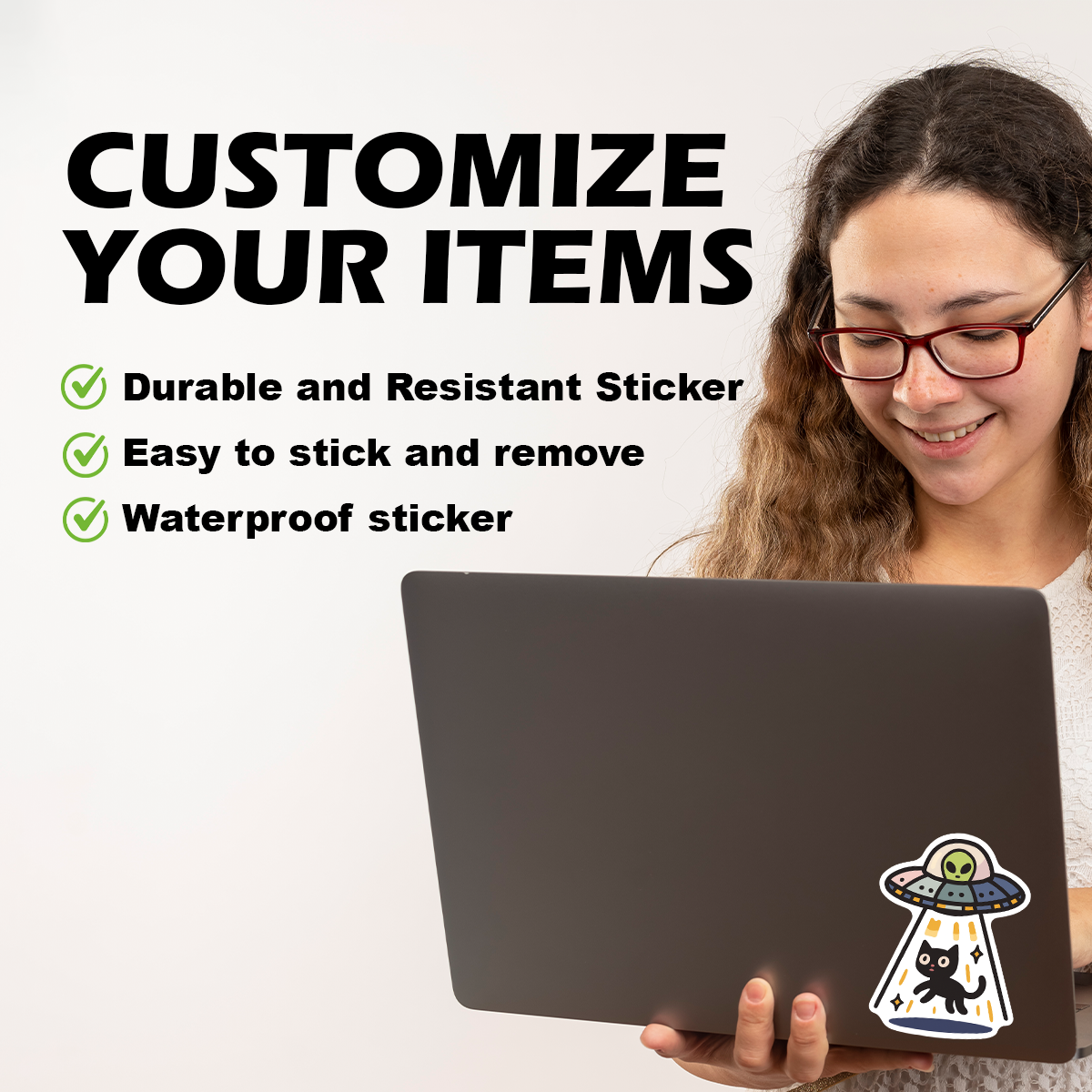 abdution alien cat sticker