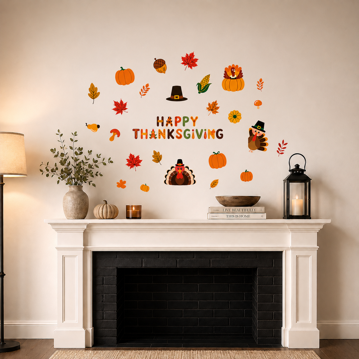 Thanksgiving Wall Decal Decorations Maple Leaves Wall Decals for Fall Birthday Party Autumn Leaves Window Semi Transparent Stickers Home Window Decorations