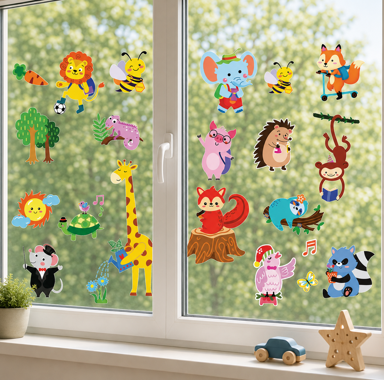 Cute Animal Wall Decals Stickers Baby Nursery Boys Bedroom Playroom Wall Decor Gifts for Kids