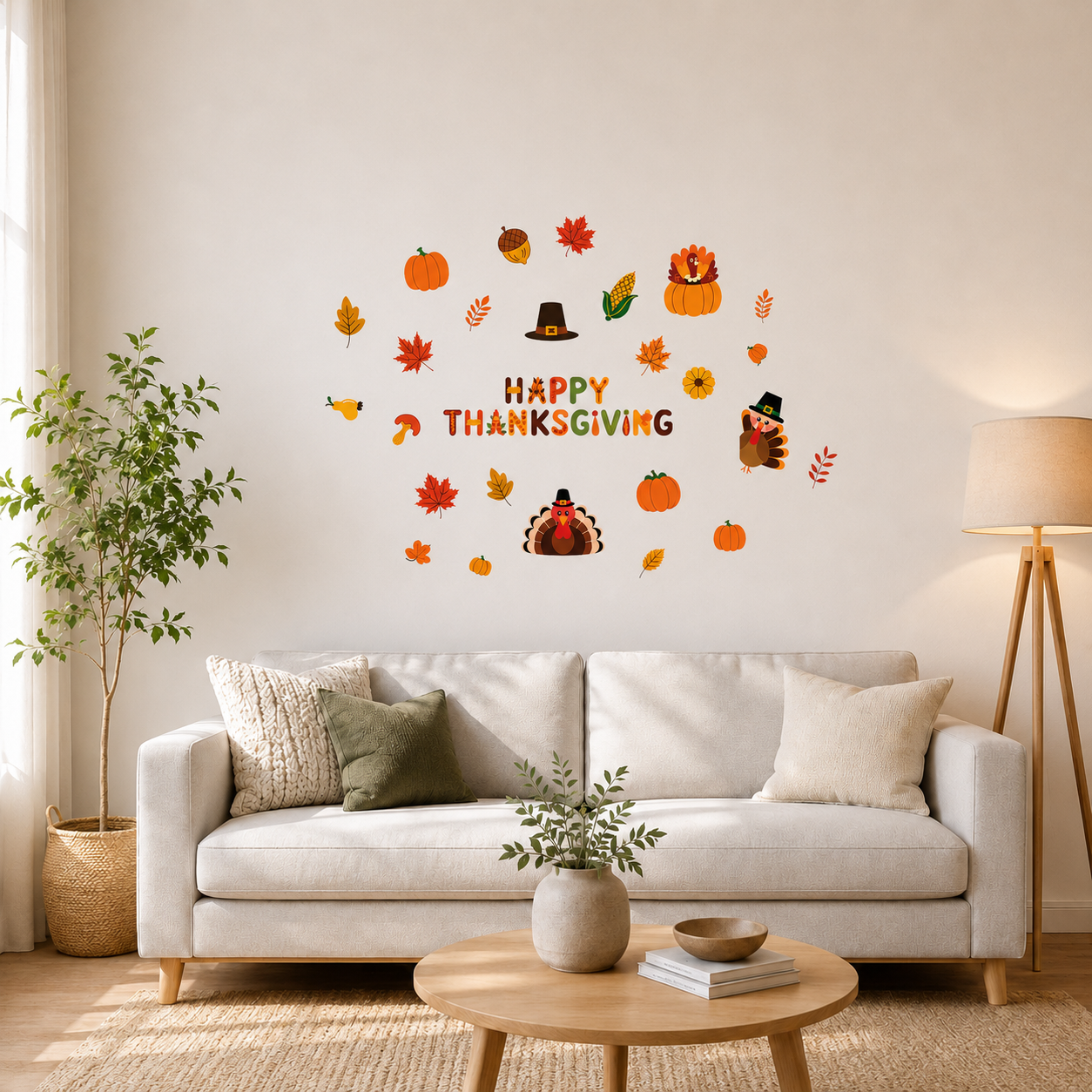 Thanksgiving Wall Decal Decorations Maple Leaves Wall Decals for Fall Birthday Party Autumn Leaves Window Semi Transparent Stickers Home Window Decorations