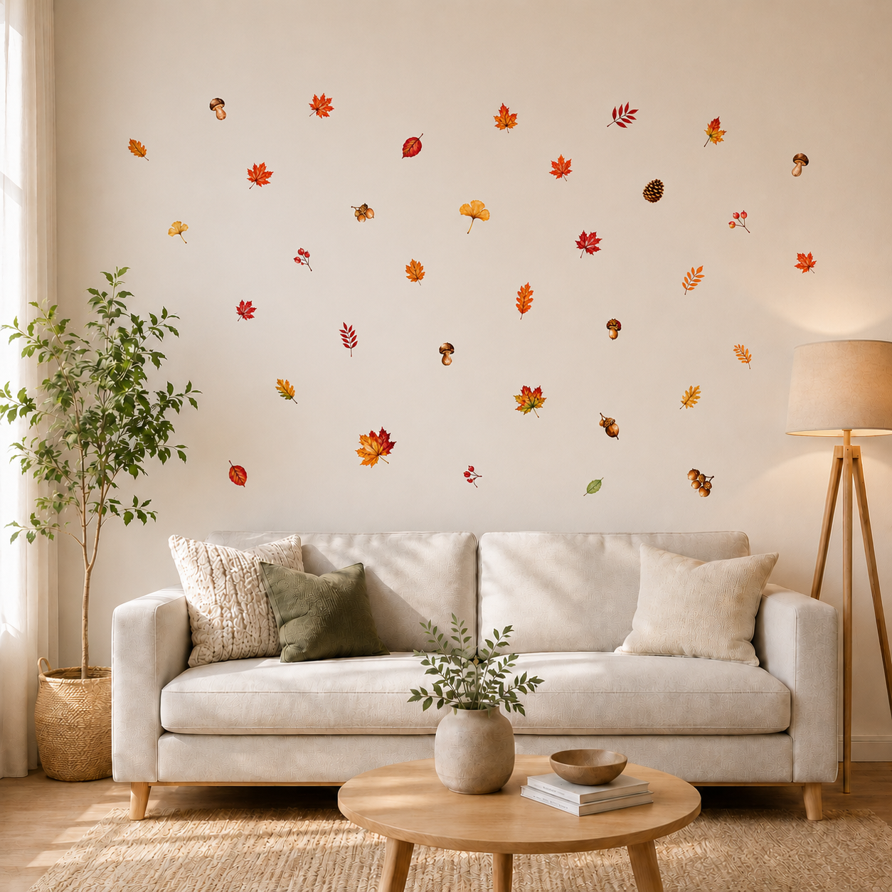 Thanksgiving Wall Decal Decorations Maple Leaves Wall Decals for Fall Birthday Party Autumn Leaves Window Semi Transparent Stickers Home Window Decorations