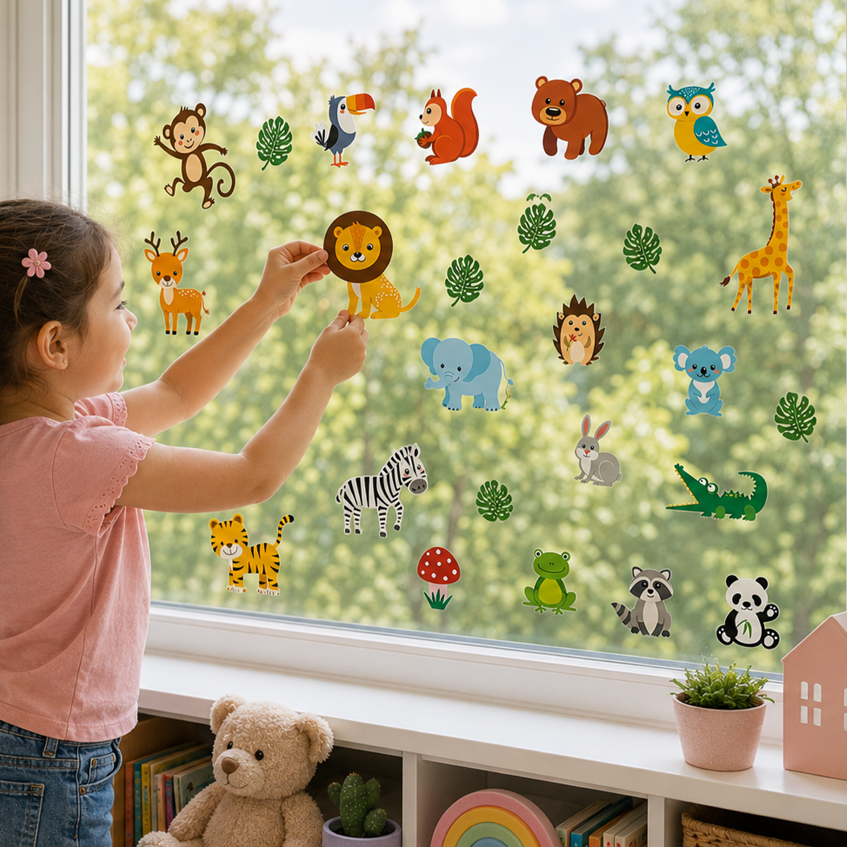 Cute Animal Wall Decals Stickers Baby Nursery Boys Bedroom Playroom Wall Decor Gifts for Kids
