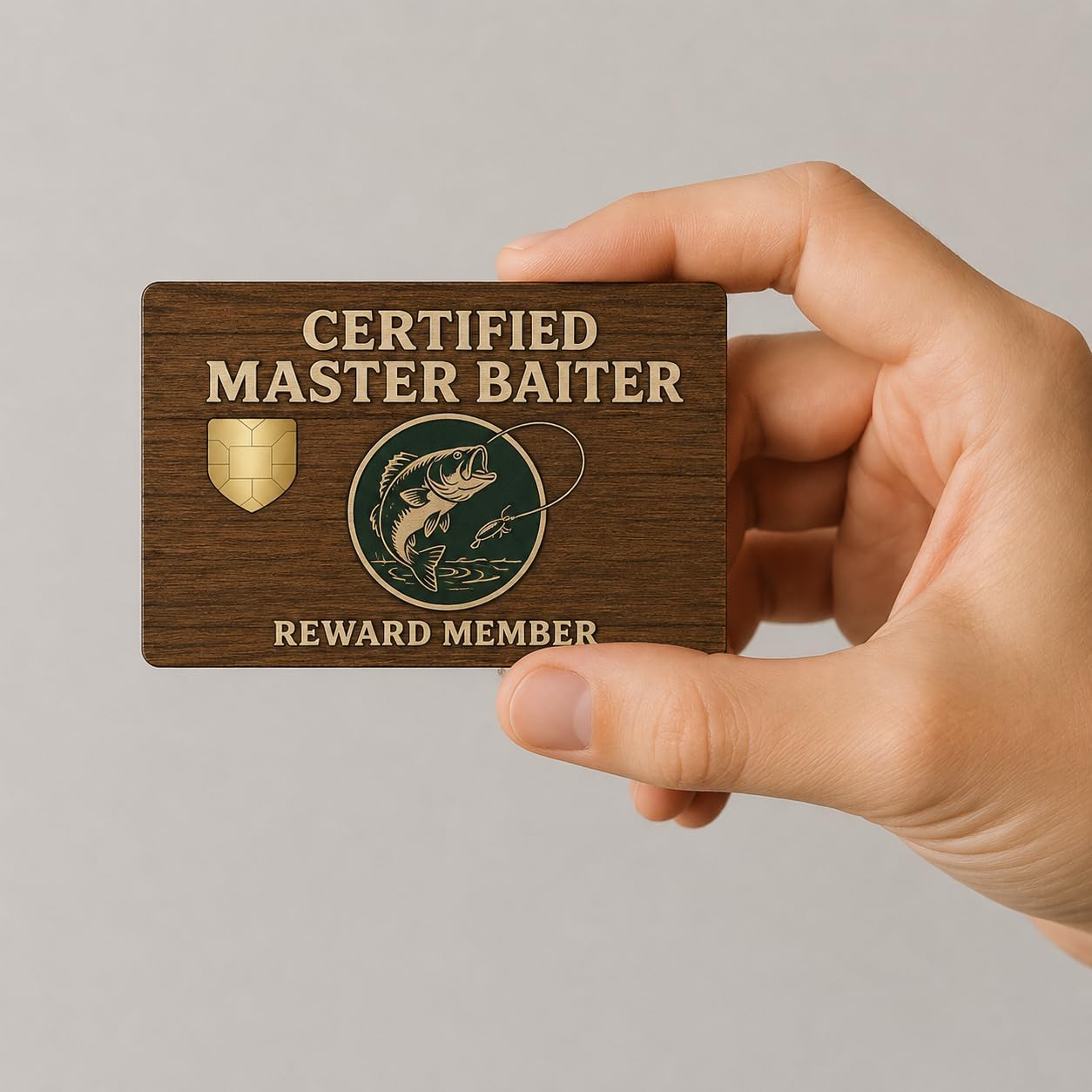 Certified Master Baiter Funny Bass Fishing Debit Credit Card Adhesive Vinyl Skin Ultra Thin Decal Sticker Personalization Wrap 3 Piece Set (Big Window)