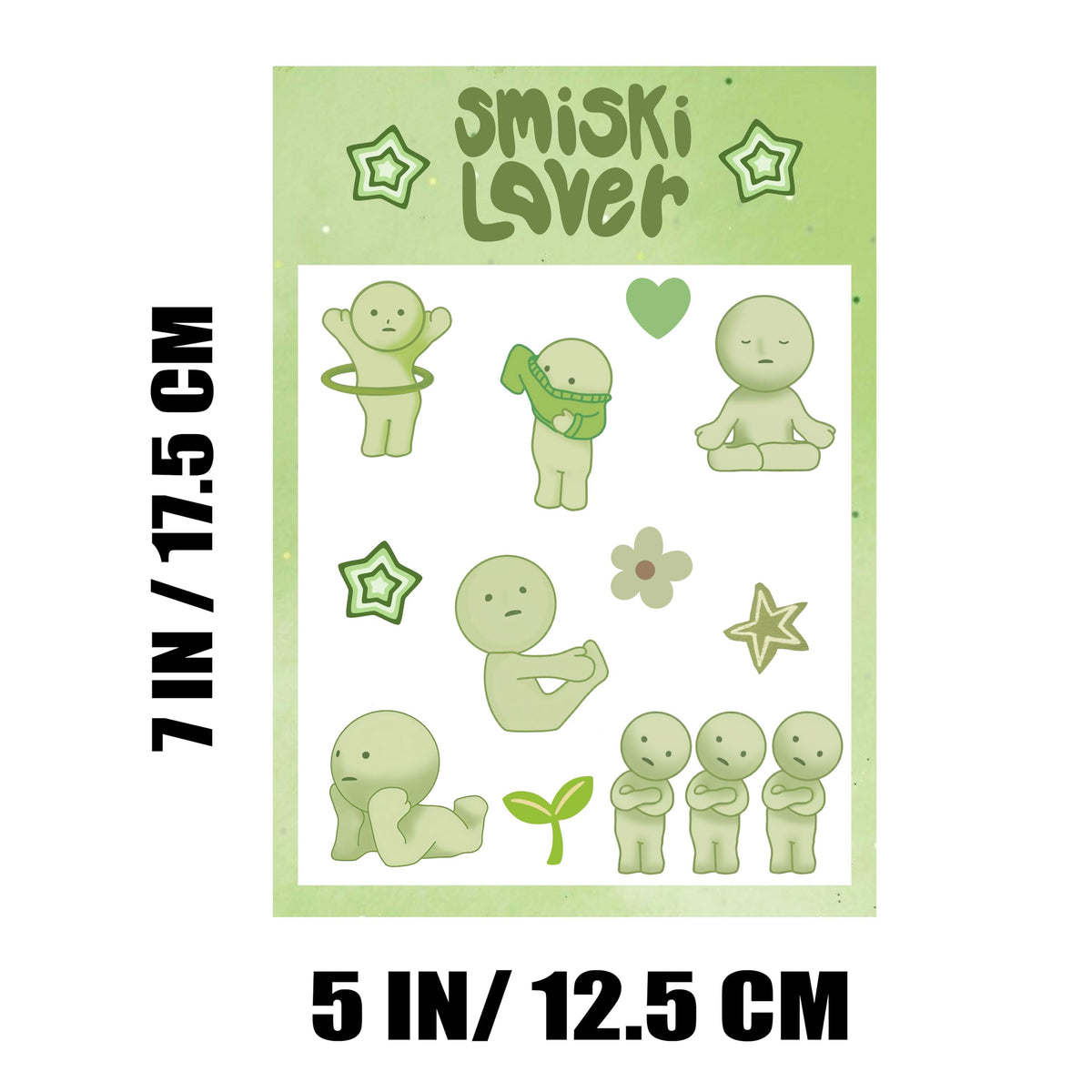 Cute Little Green Creature Vibrant Color UV Ideal for Laptop Car Window Truck Cooler iPad Notebooks Sticker Sheets (2-Pack)