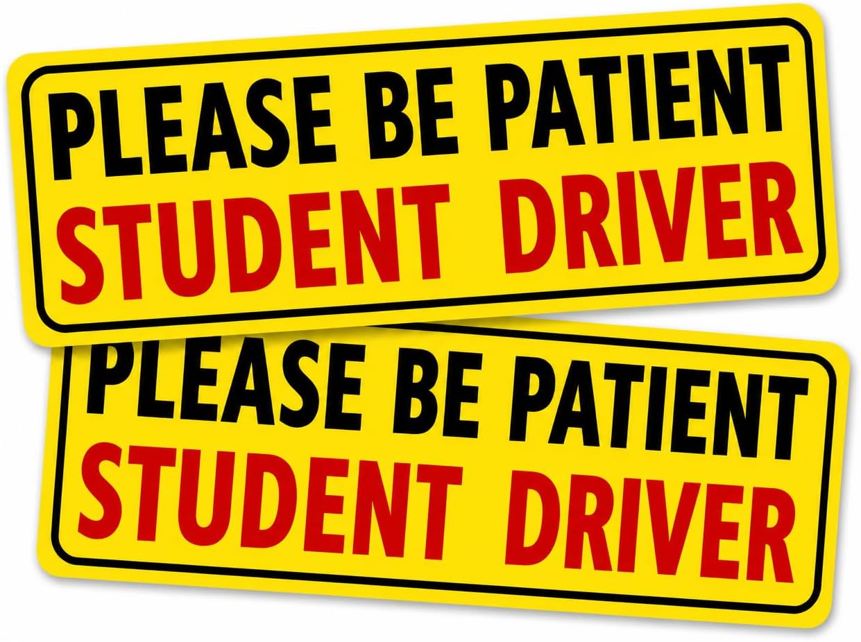 2-Pack New Student Driver Please Be Patient Safety Warning Vinyl Bumper Sticker 6" in Width