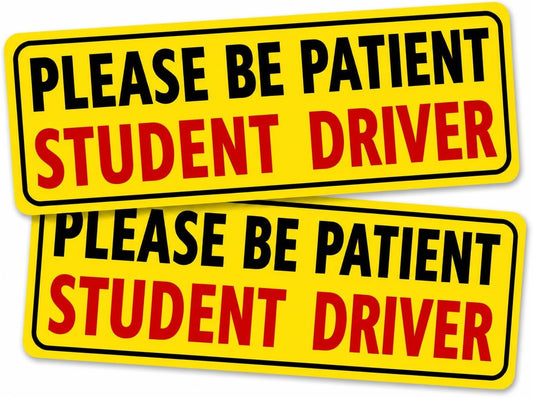 2-Pack New Student Driver Please Be Patient Safety Warning Vinyl Bumper Sticker 6" in Width