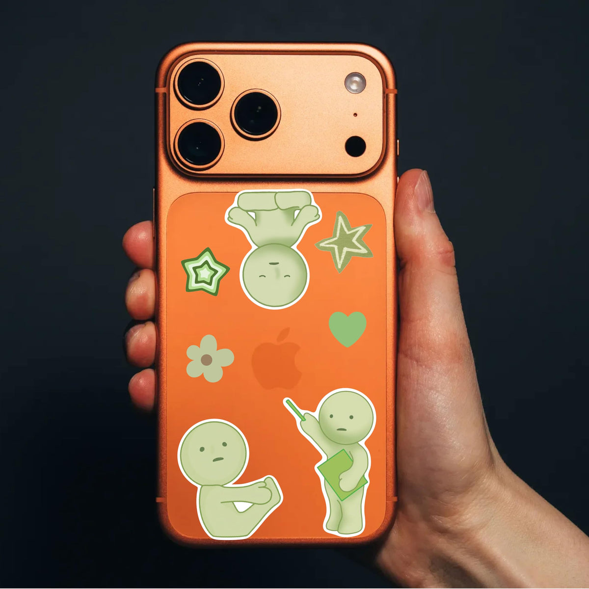 Cute Little Green Creature Vibrant Color UV Ideal for Laptop Car Window Truck Cooler iPad Notebooks Sticker Sheets (2-Pack)