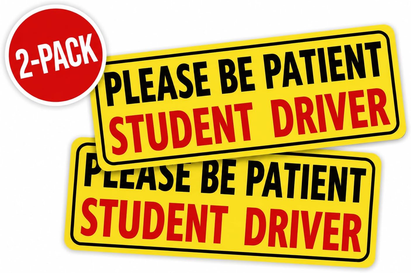 2-Pack New Student Driver Please Be Patient Safety Warning Vinyl Bumper Sticker 6" in Width