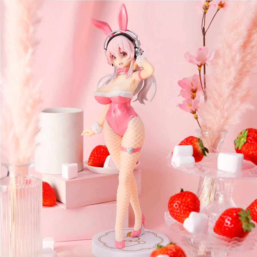 Super Sonico Nitroplus BiCute Bunnies Pink Rabbit Version Collectible Figure 11.81" in