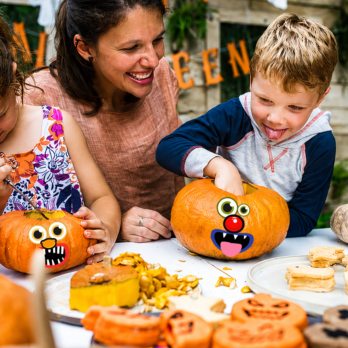 Face Pack Halloween Pumpkin Funny Spooky Faces Decorating Stickers Perfect for Bedroom Classroom Wall Decor Crafts Party Favors Trick-or-Treat and Activities