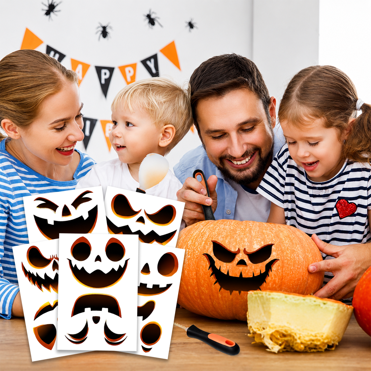 Face Pack Halloween Pumpkin Funny Spooky Faces Decorating Stickers Perfect for Bedroom Classroom Wall Decor Crafts Party Favors Trick-or-Treat and Activities