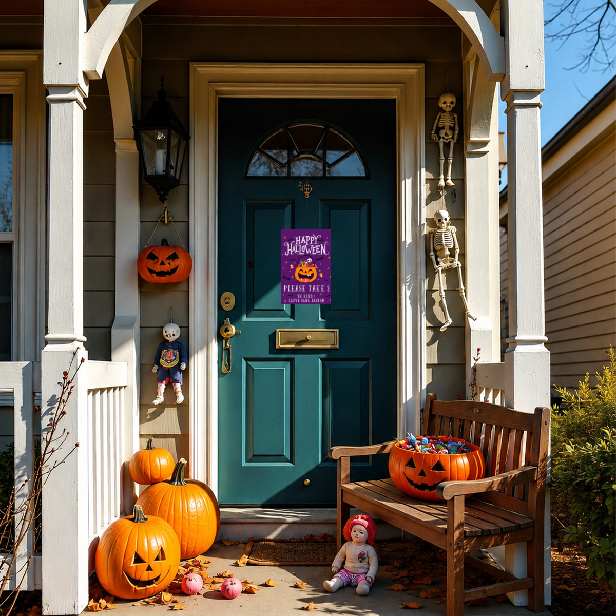 Happy Halloween Trick or Treat Pick Candy Front Door Porch Decoration Sign Sticker 10" in