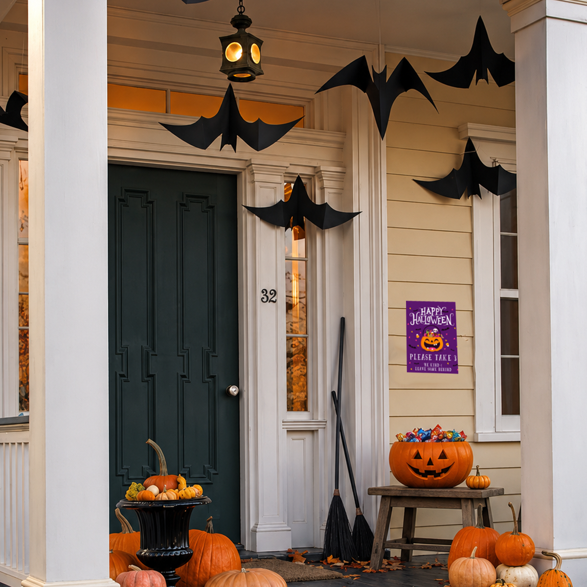 Happy Halloween Trick or Treat Pick Candy Front Door Porch Decoration Sign Sticker 10" in