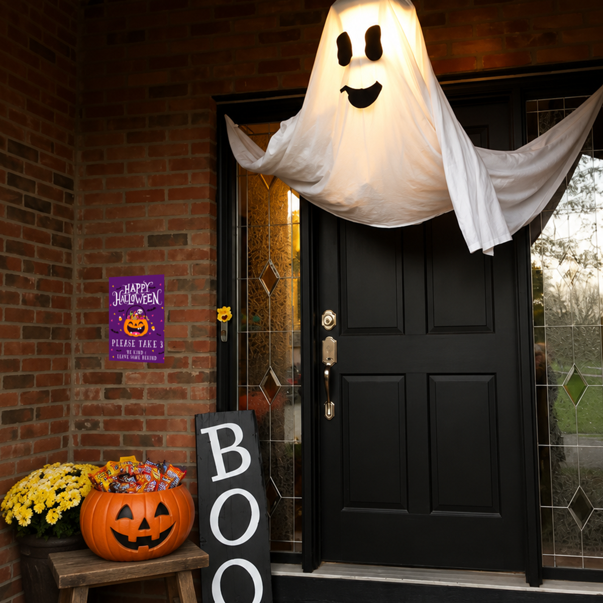 Happy Halloween Trick or Treat Pick Candy Front Door Porch Decoration Sign Sticker 10" in