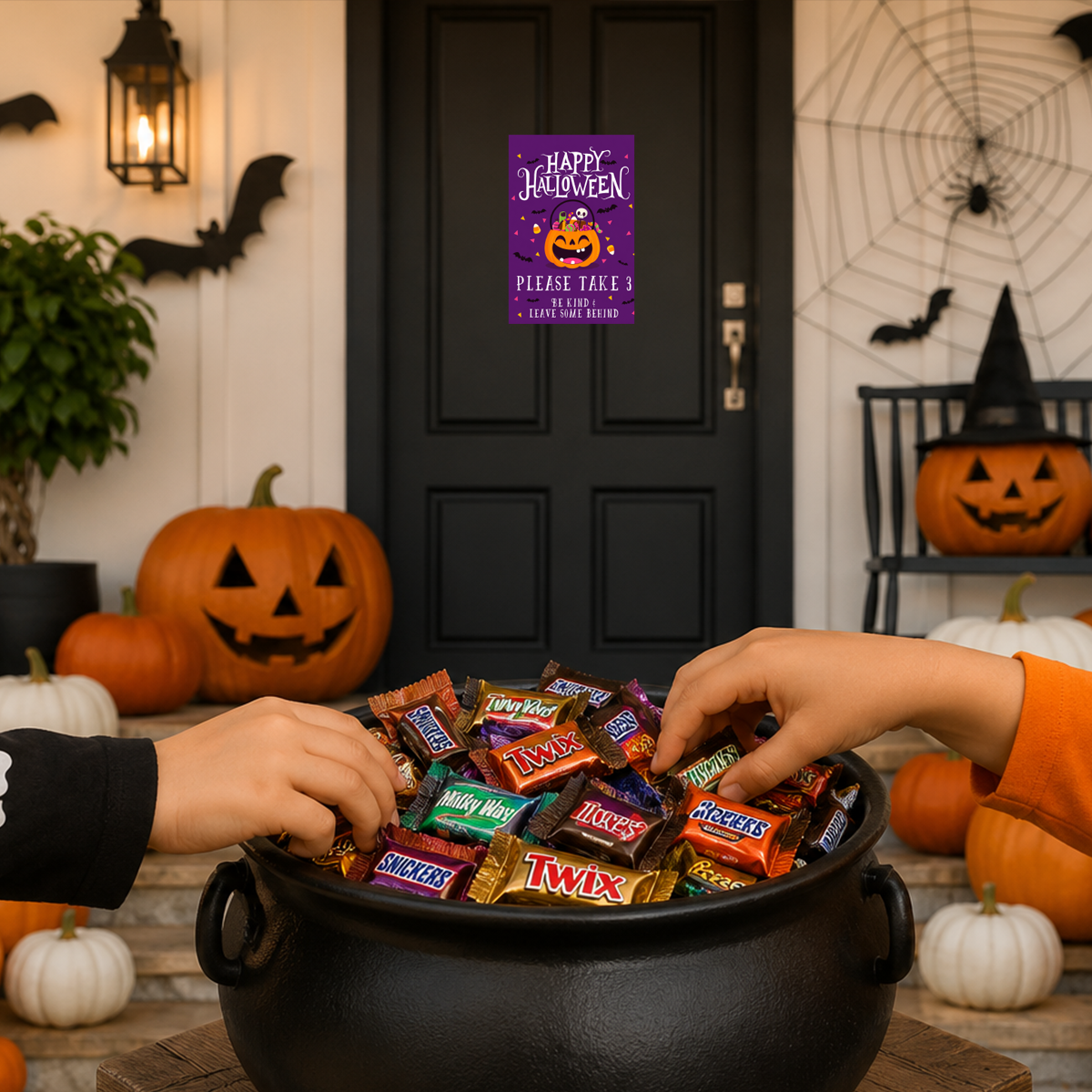 Happy Halloween Trick or Treat Pick Candy Front Door Porch Decoration Sign Sticker 10" in