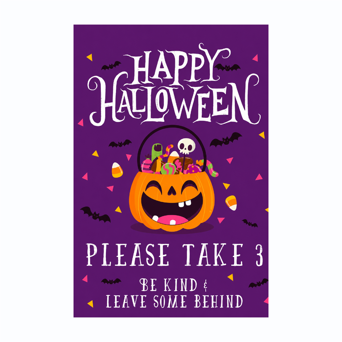 Happy Halloween Trick or Treat Pick Candy Front Door Porch Decoration Sign Sticker 10" in