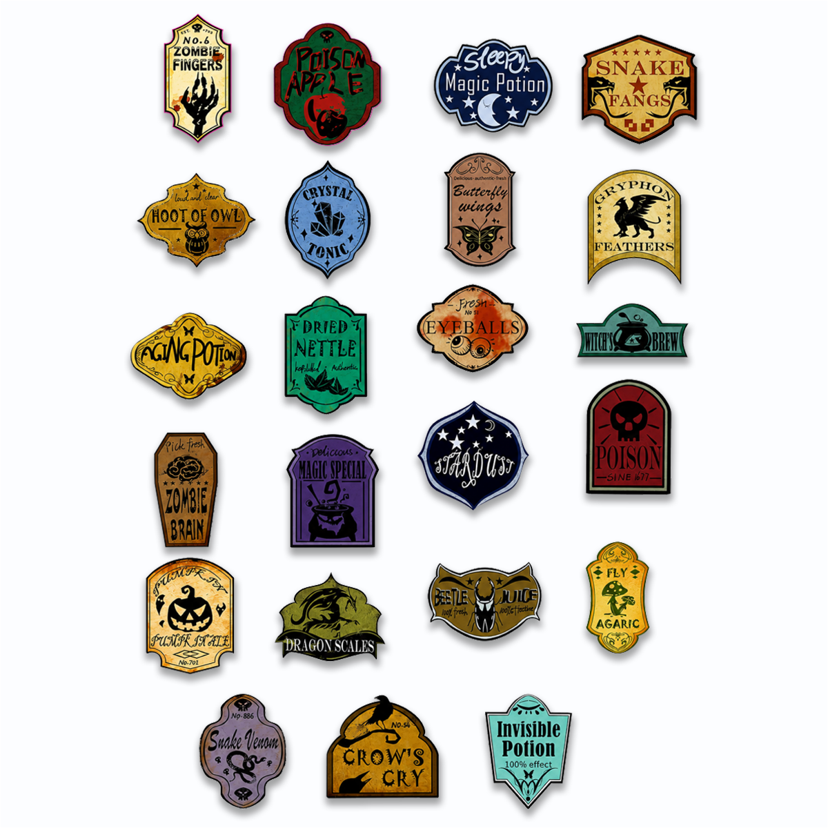 50 Pieces Wine Bottle Labels, Creepy Halloween Stickers for Wine Beer