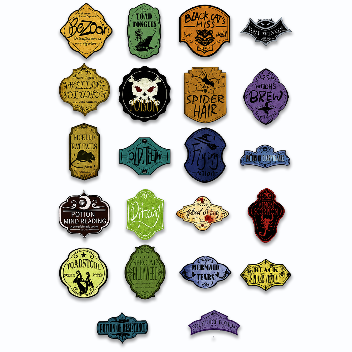 50 Pieces Wine Bottle Labels, Creepy Halloween Stickers for Wine Beer