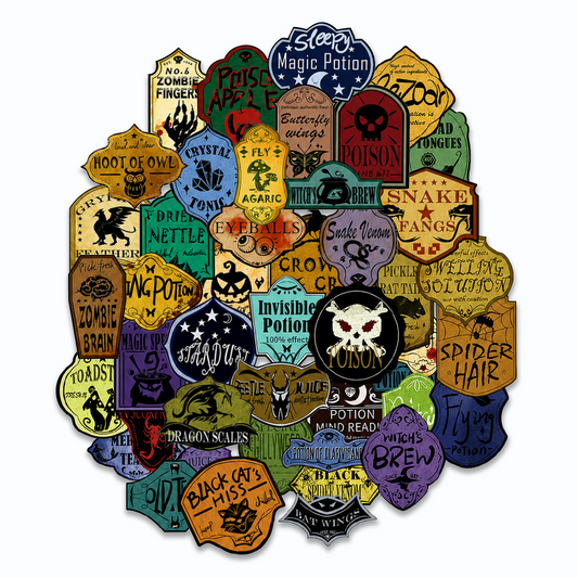 50 Pieces Wine Bottle Labels, Creepy Halloween Stickers for Wine Beer