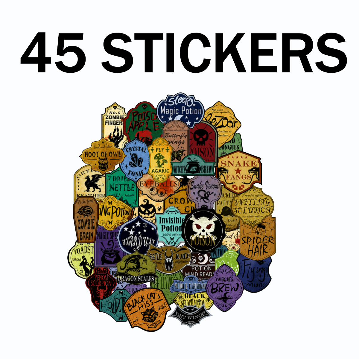 50 Pieces Wine Bottle Labels, Creepy Halloween Stickers for Wine Beer