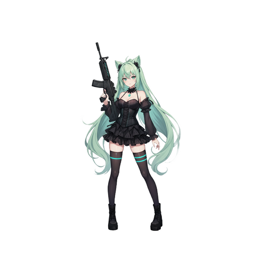 ANIME GIRL WHIT GUN STICKER