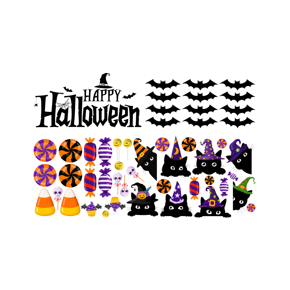 Halloween Window Clings Pumpkin Ghost Bat Wall Decals for Bedroom Classroom Party Decor