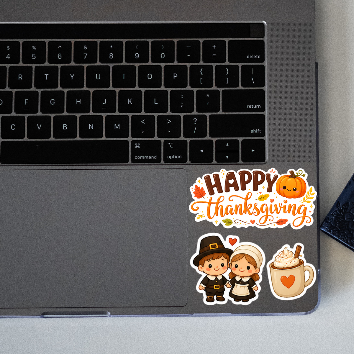 3-Pack Thanksgiving Season Cute Turkey Pumpkin Pilgrim Maple Leaf Waterproof Vinyl Decal for Laptop Car Cooler Phone Window Sticker Sheets