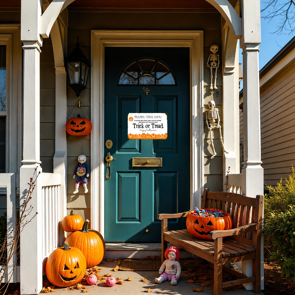 Happy Halloween Trick or Treat Pick Candy Front Door Porch Decoration Sign Sticker 10" in