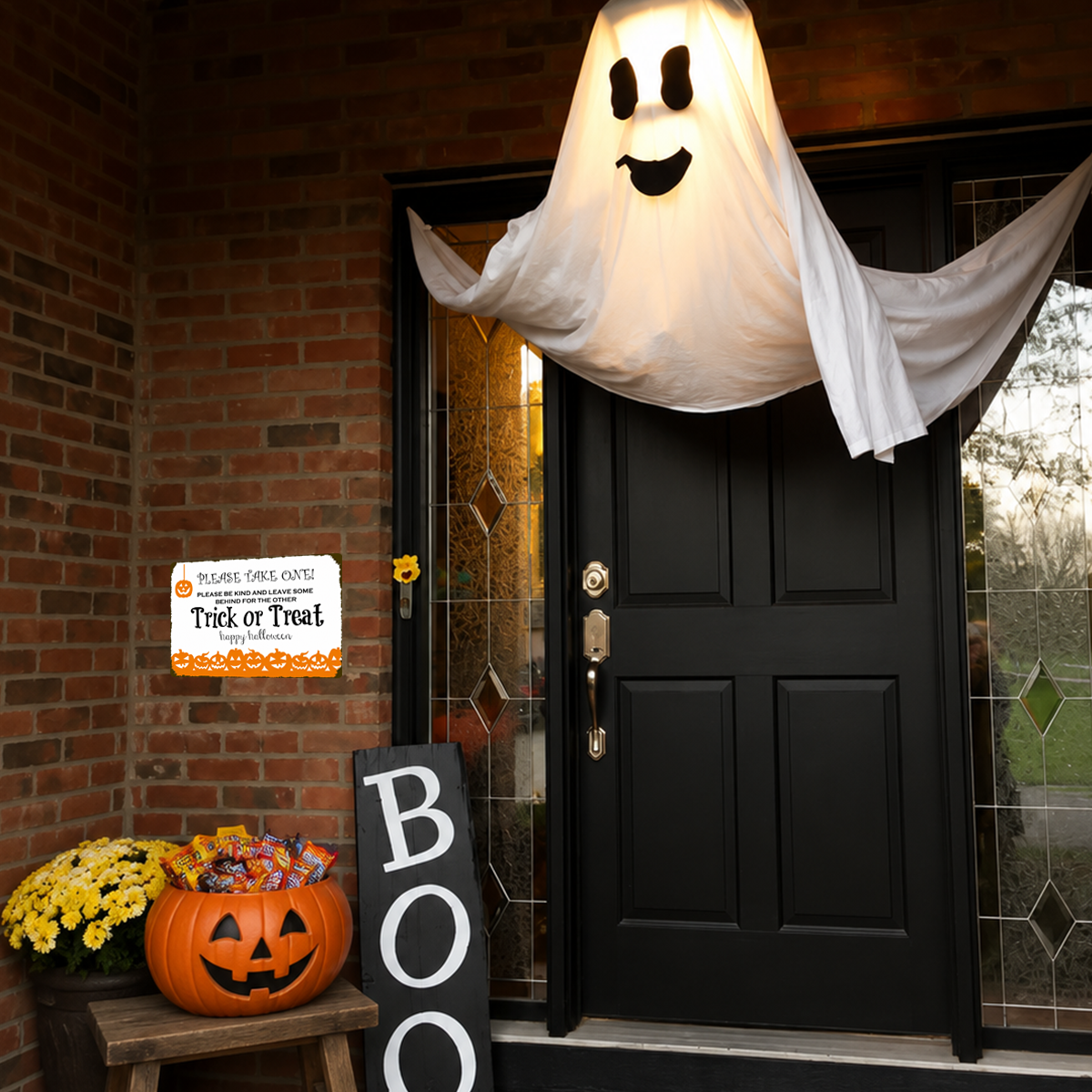 Happy Halloween Trick or Treat Pick Candy Front Door Porch Decoration Sign Sticker 10" in