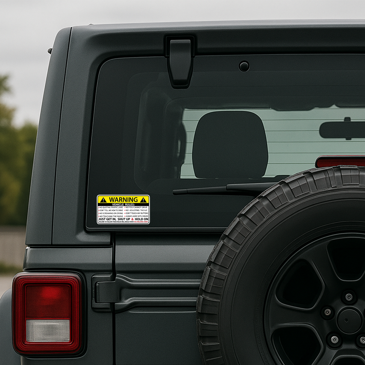 WARNING vehicles rules sticker