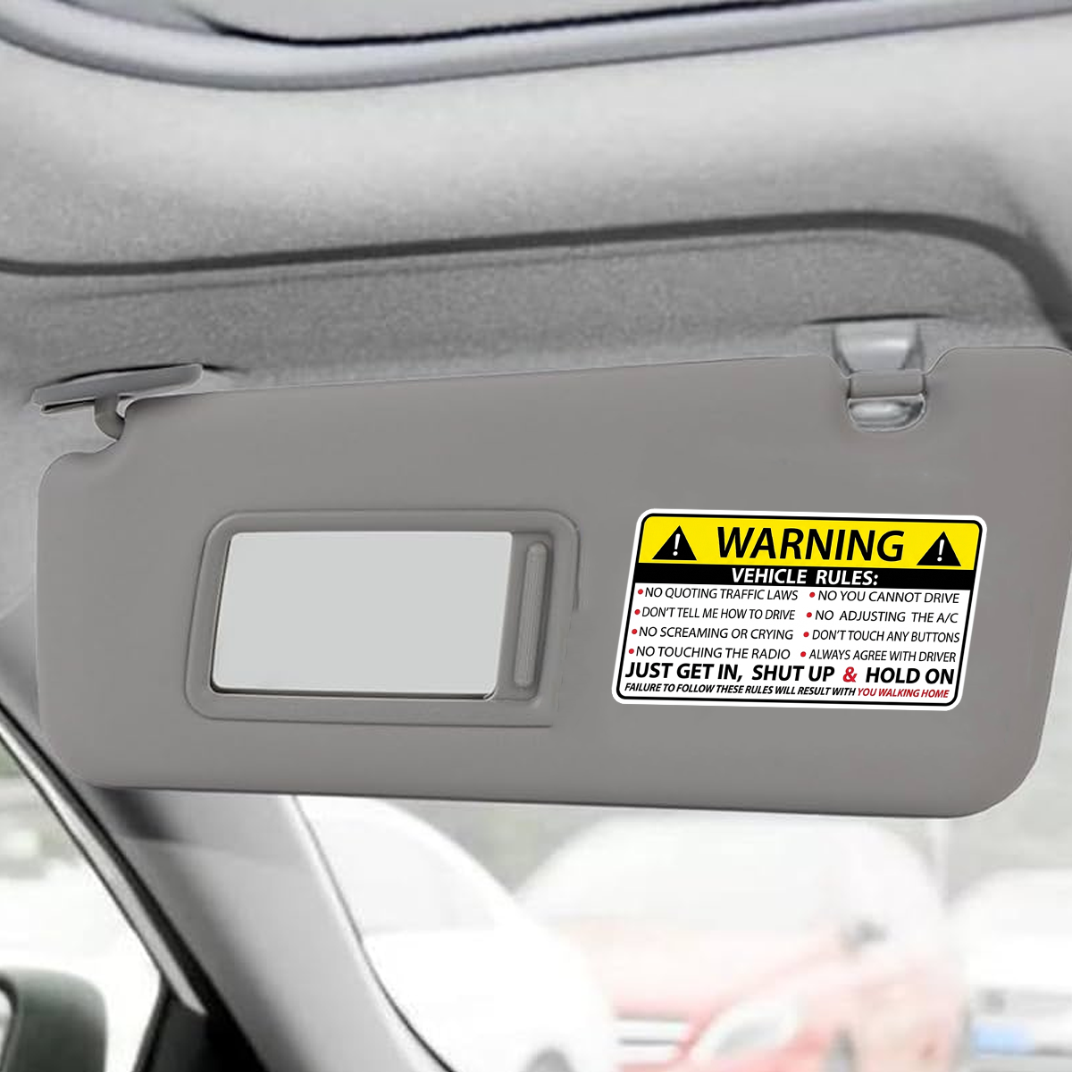 WARNING vehicles rules sticker