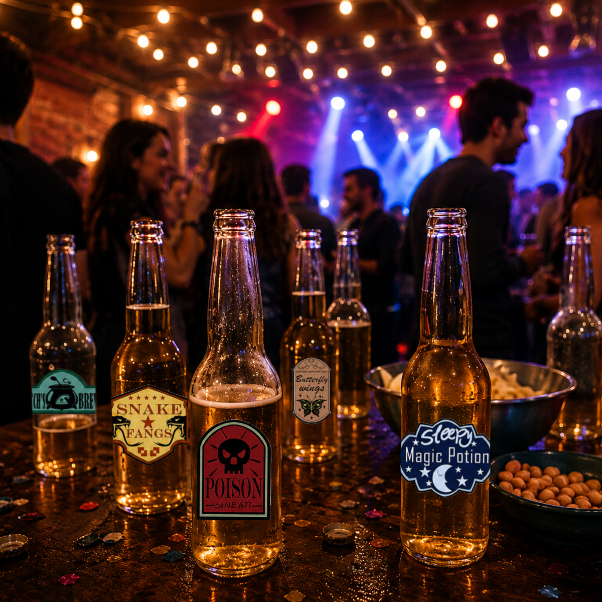 50 Pieces Wine Bottle Labels, Creepy Halloween Stickers for Wine Beer