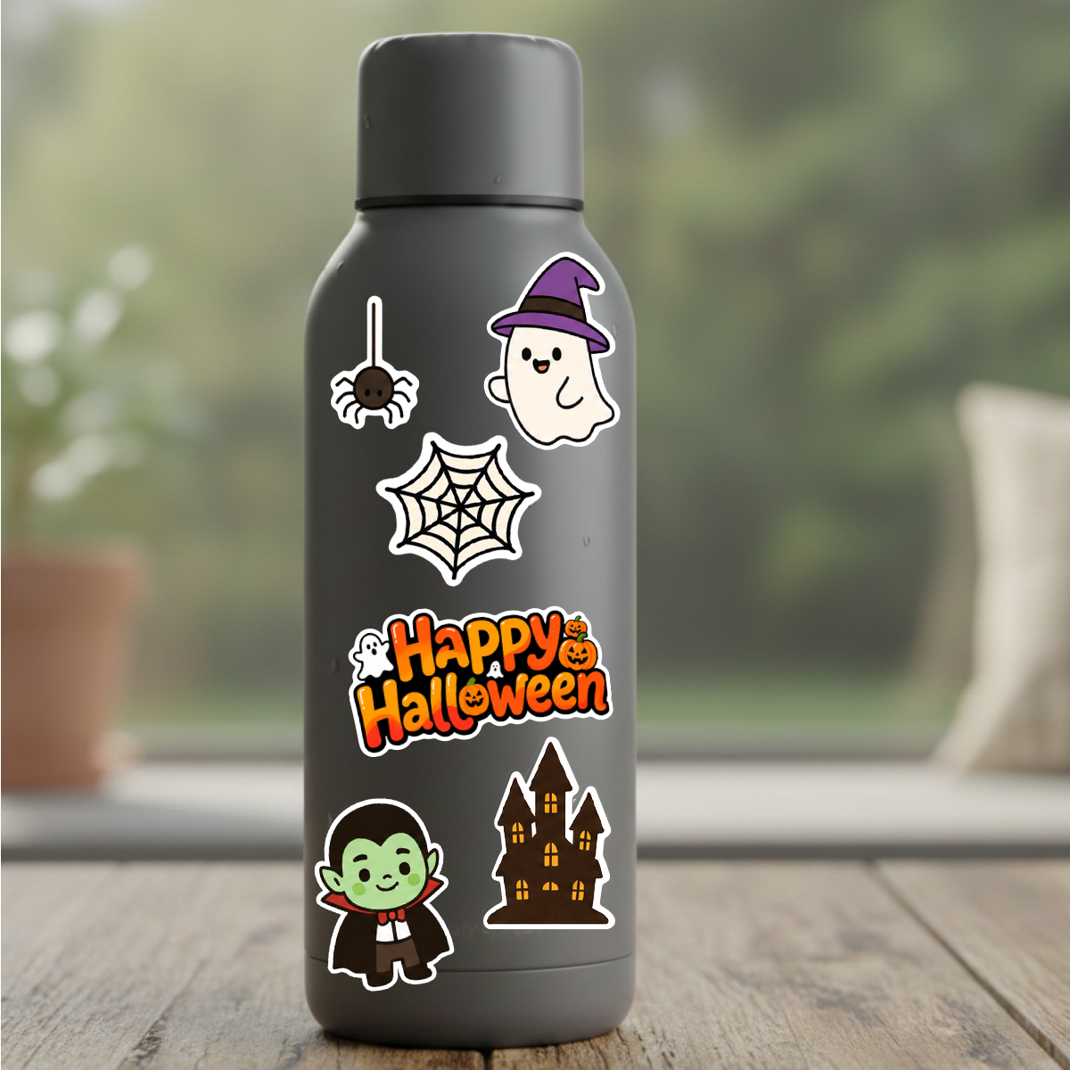 3-Pack Halloween Season Cute Cat Pumpkin Bat Vampire Spider Spooky Waterproof Vinyl Decal for Laptop Car Cooler Phone Window Sticker Sheets
