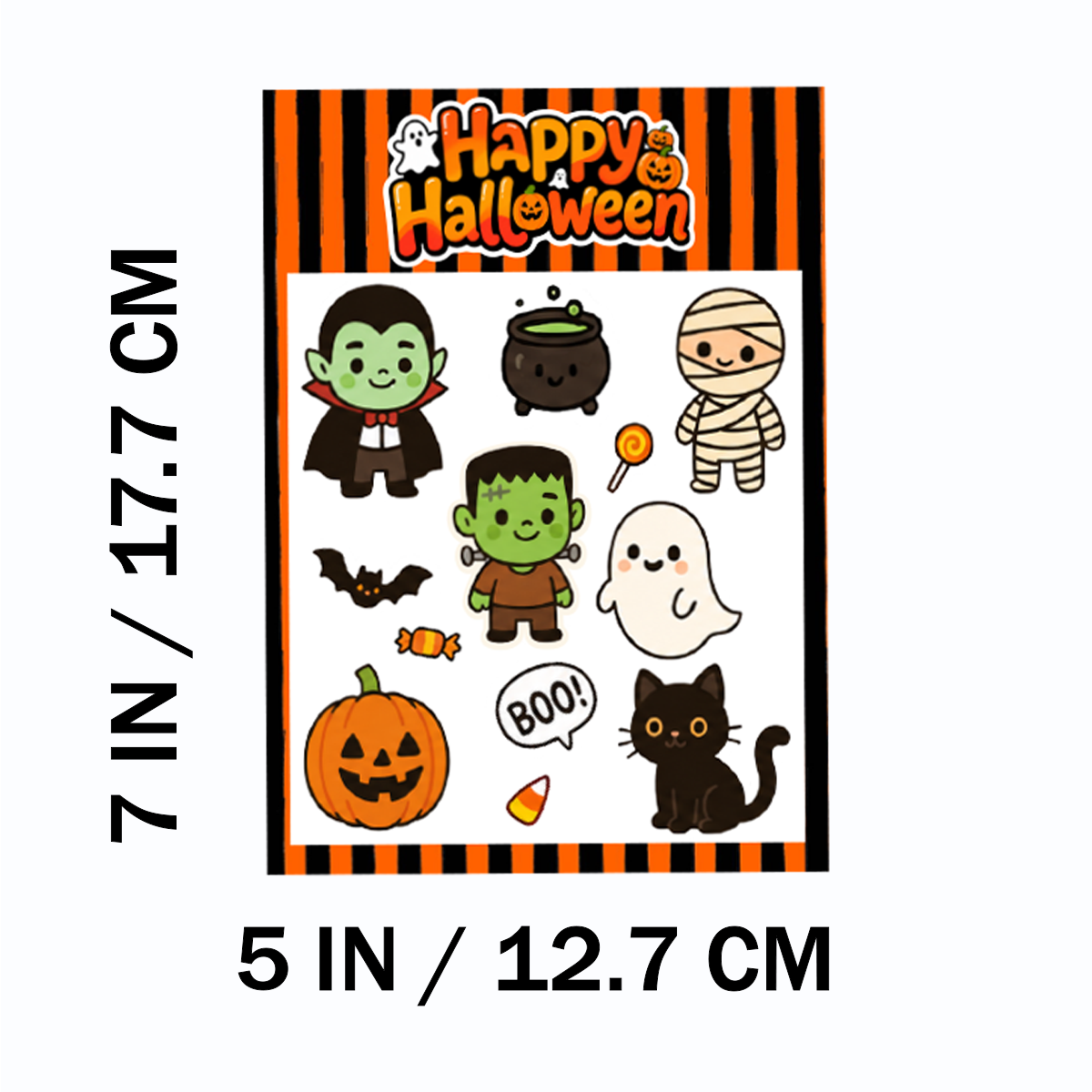 3-Pack Halloween Season Cute Cat Pumpkin Bat Vampire Spider Spooky Waterproof Vinyl Decal for Laptop Car Cooler Phone Window Sticker Sheets