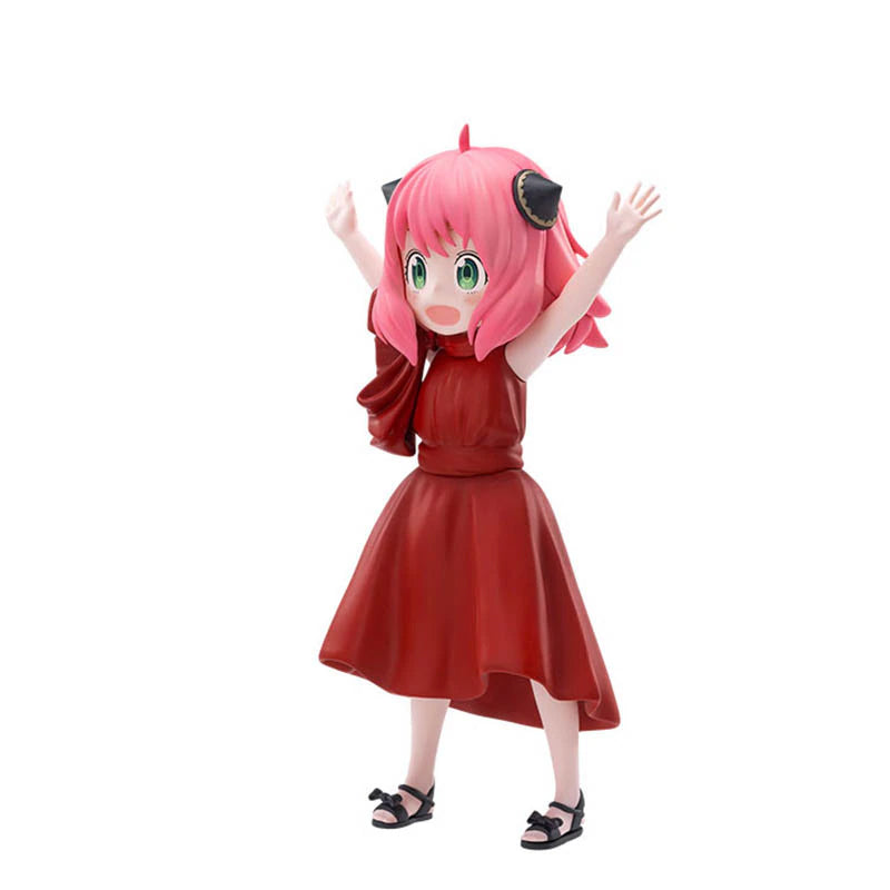 Anya Forger with Red Party Dress Decorative Desk Figure from The Anime Family Spy Suitcase Figurine 4.33" in